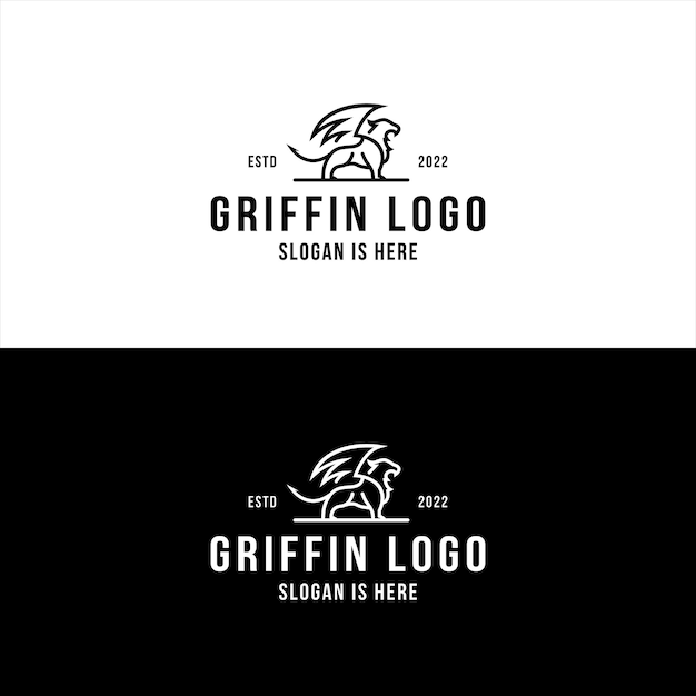 Griffin hipster vintage logo vector icon illustration