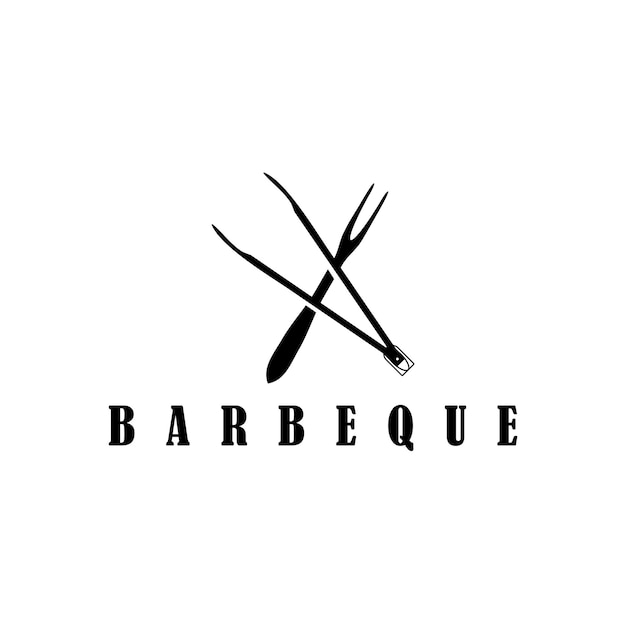 grill barbeque tools cross fork and tong silhouette