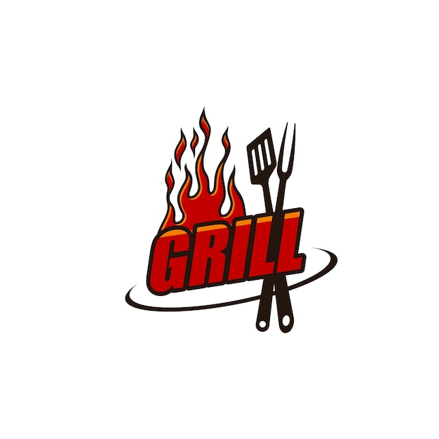 Grill icon for BBQ restaurant barbecue steak bar