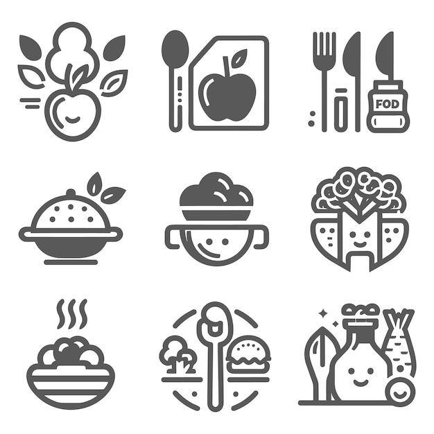 Grill master icon vector set