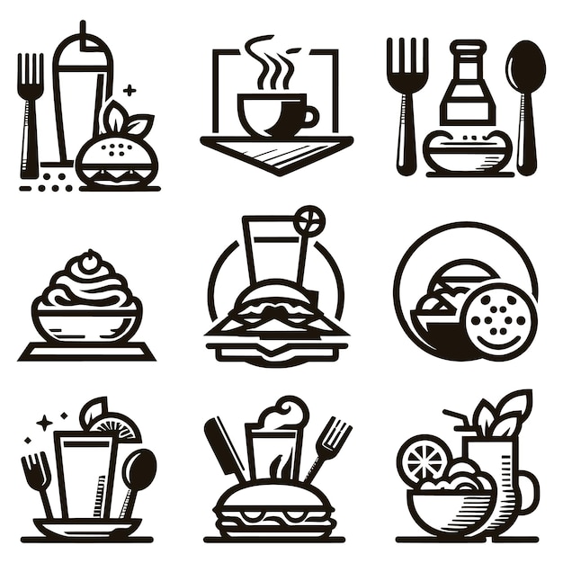 Grill master icon vector set