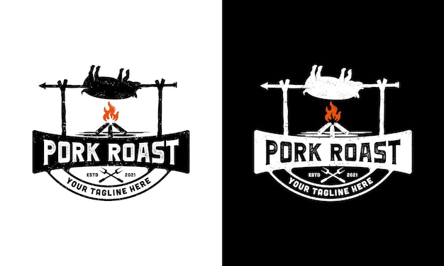 Grill, pork roast logo illustration design template inspiration