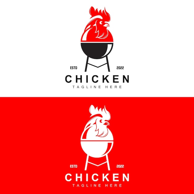 Grilled Chicken Barbecue Logo DesignChicken Head Vector Company Brand