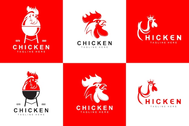 Grilled Chicken Barbecue Logo DesignChicken Head Vector Company Brand