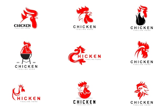 Grilled Chicken Barbecue Logo DesignChicken Head Vector Company Brand