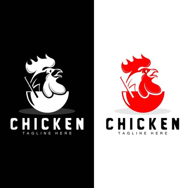 Grilled Chicken Barbecue Logo DesignChicken Head Vector Company Brand