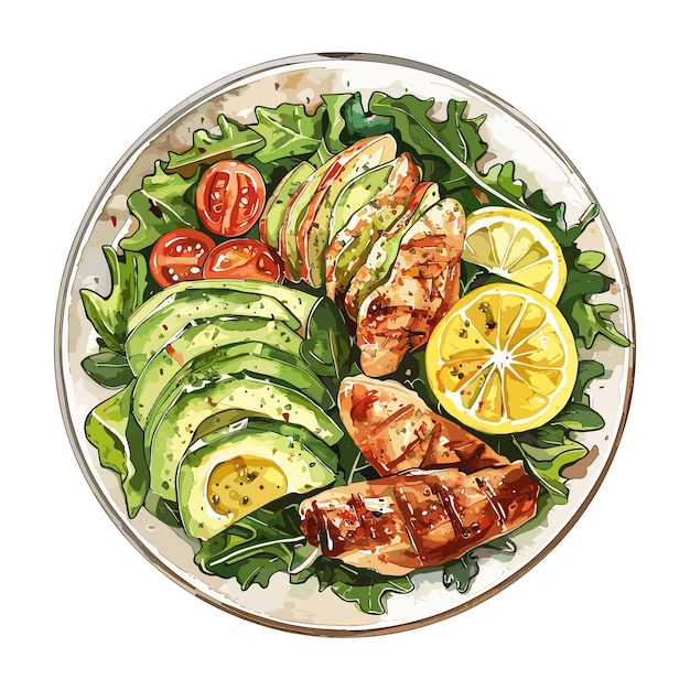 Grilled Chicken Salad with Avocado and Tomato