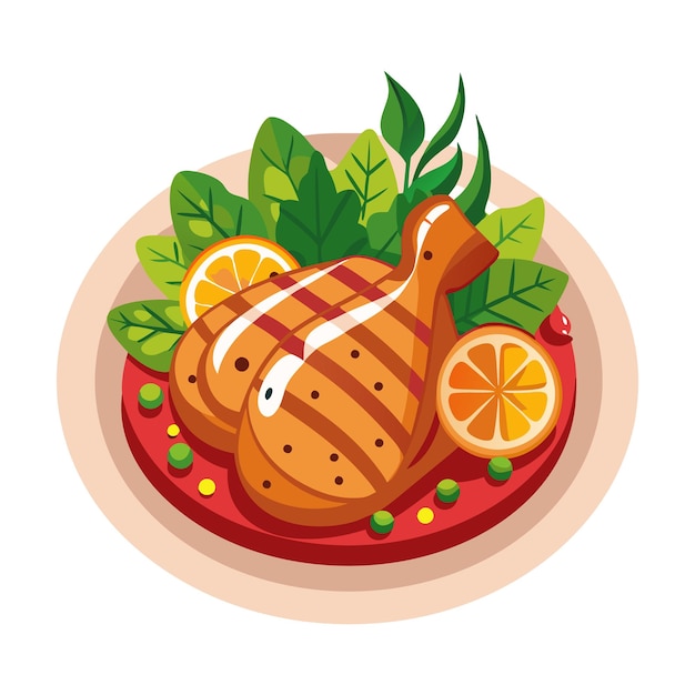 Vector grilled chicken vector illustration