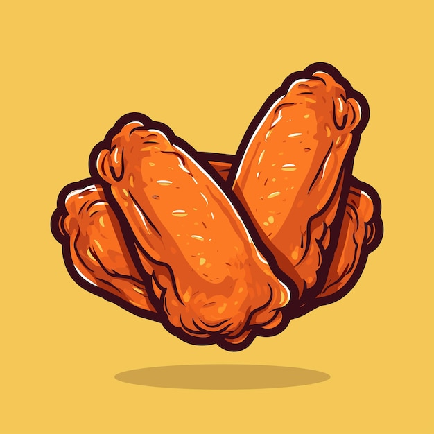 grilled chicken wings Cartoon Vector Illustration