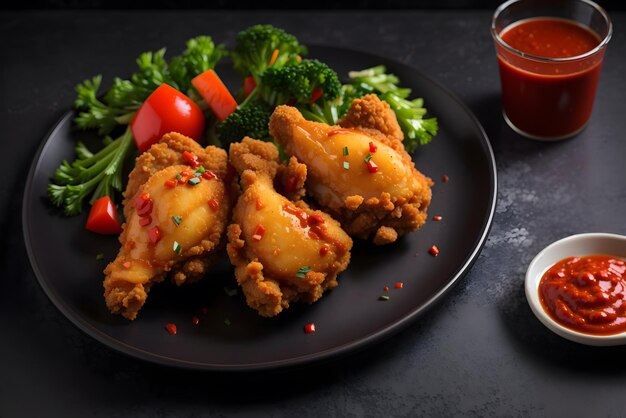 Vector grilled chicken wings with sauce