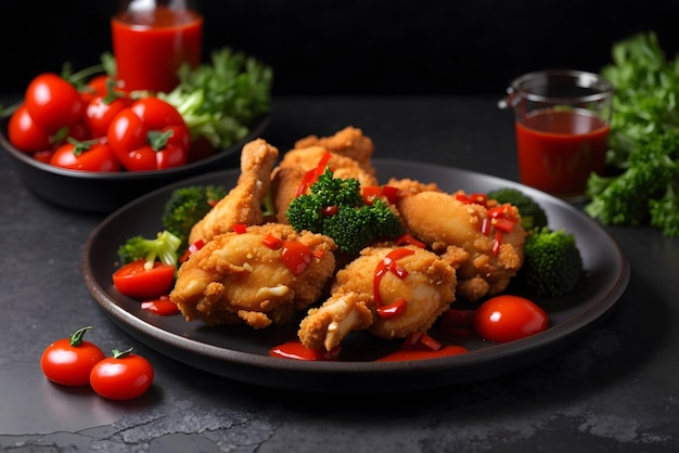 Vector grilled chicken wings with sauce