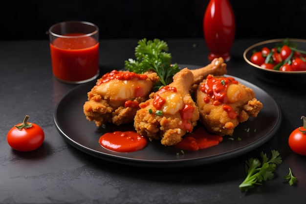 Vector grilled chicken wings with sauce