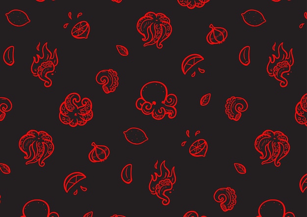 Grilled octopus pattern background