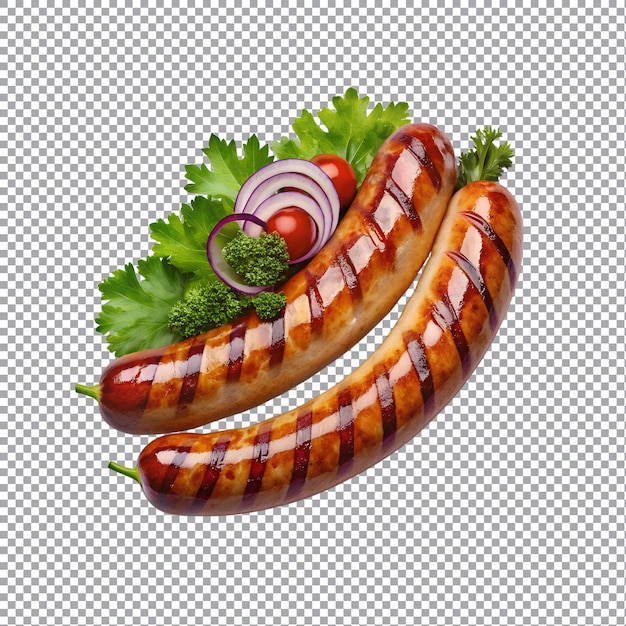 Vector grilled sausage isolated on a transparent background