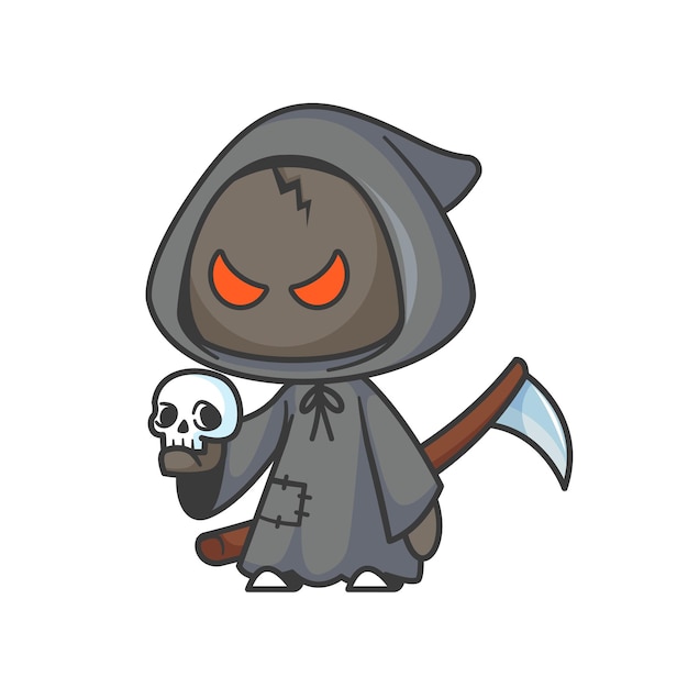 Grim reaper cartoon halloween illustration