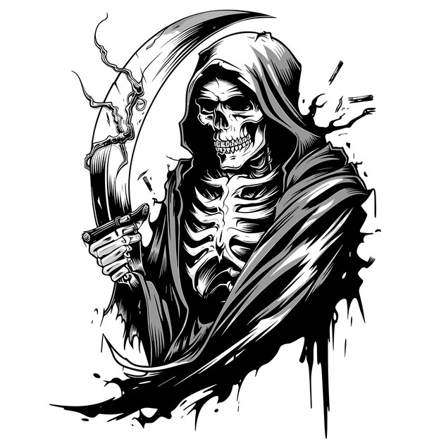 Vector grim reaper cartoon illustration