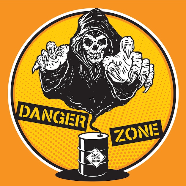 Grim Reaper Danger Zone Poisonous Illustration