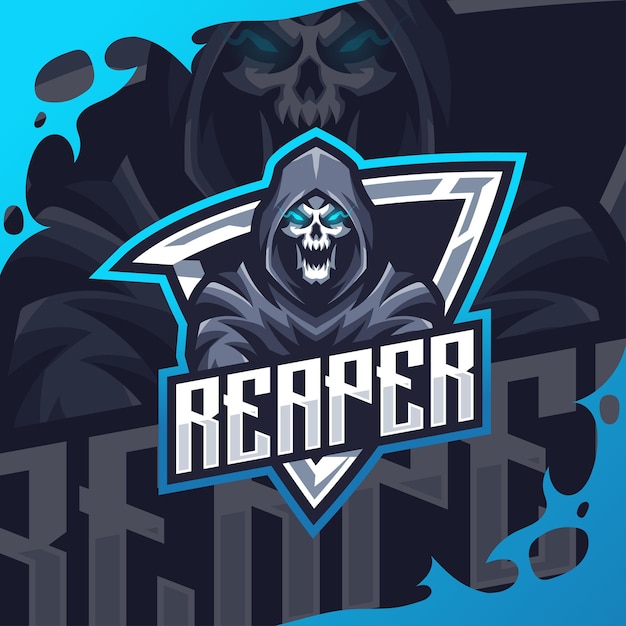 Grim reaper esport logo illustration Premium Vector