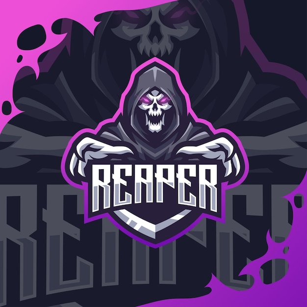 Grim reaper esport logo illustration Premium Vector