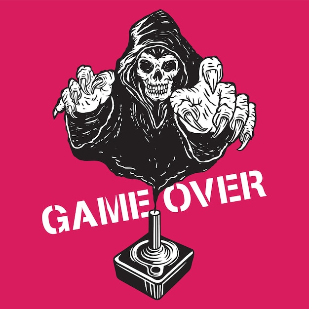 Grim Reaper Game Controller Console Game Over Illustration