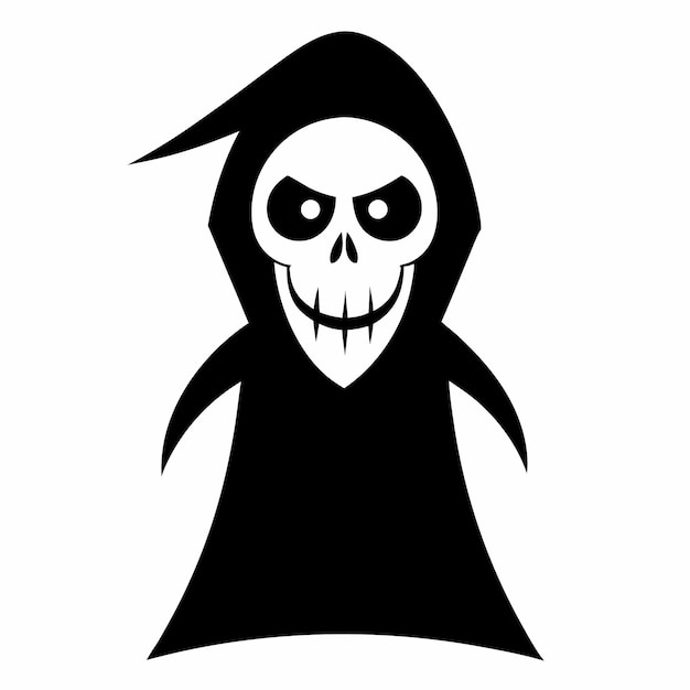 Grim Reaper Halloween Icon Black amp White Vector Illustration