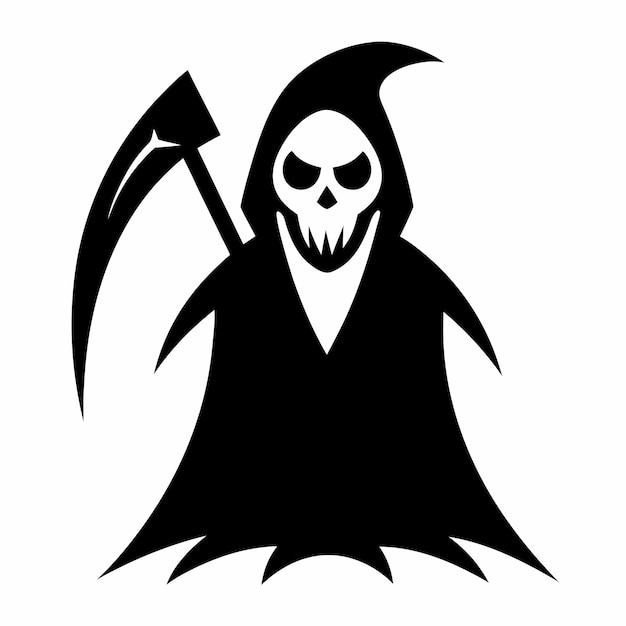 Grim Reaper Halloween Icon Black amp White Vector Illustration