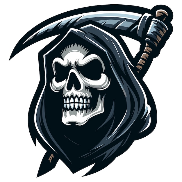 Grim reaper head mascot vector illustration on white background