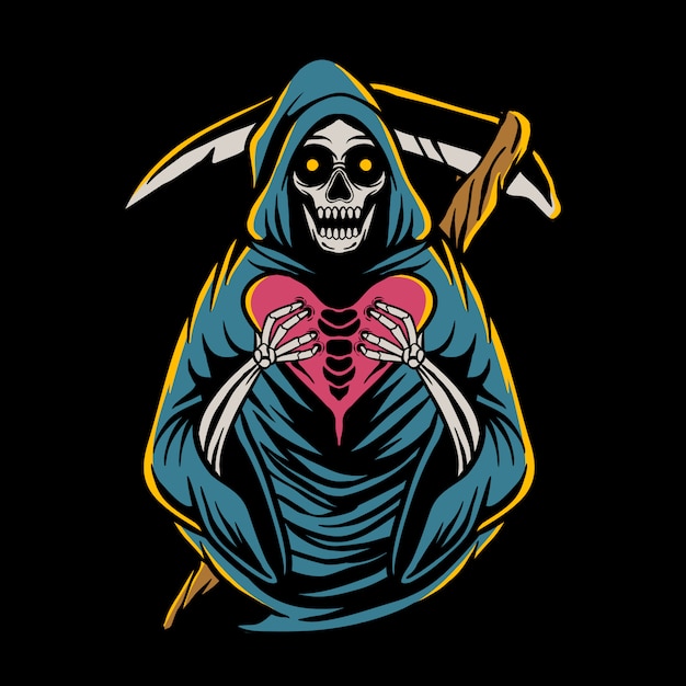 Grim reaper holding heart