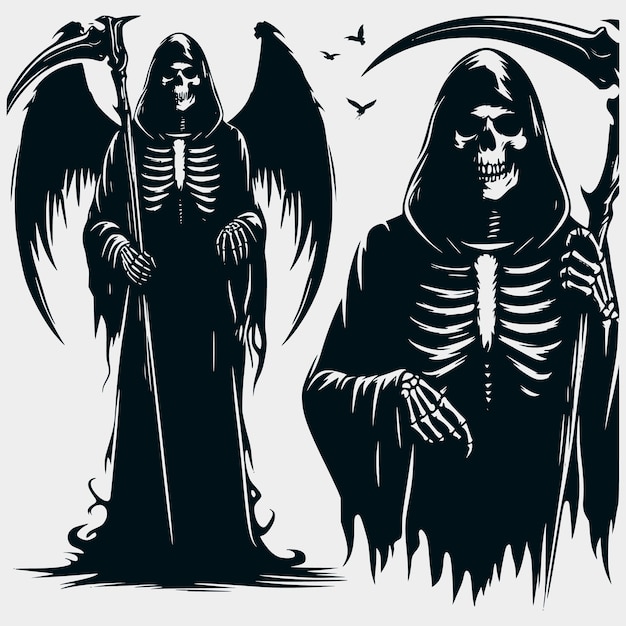 Vector grim reaper skeleton silhouette vector filesgrim reaperskeleton files