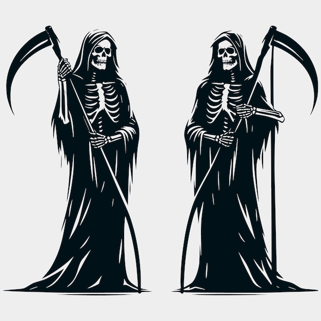 Vector grim reaper skeleton silhouette vector filesgrim reaperskeleton files