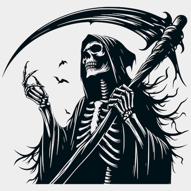 Vector grim reaper skeleton silhouette vector filesgrim reaperskeleton files