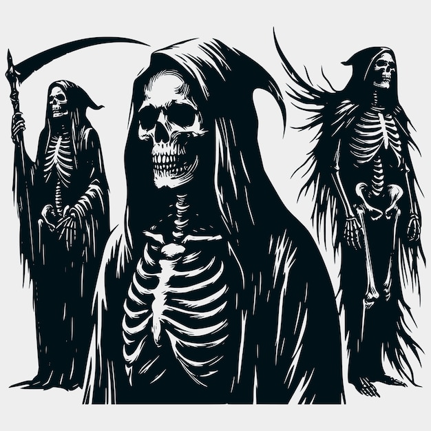 Vector grim reaper skeleton silhouette vector filesgrim reaperskeleton files