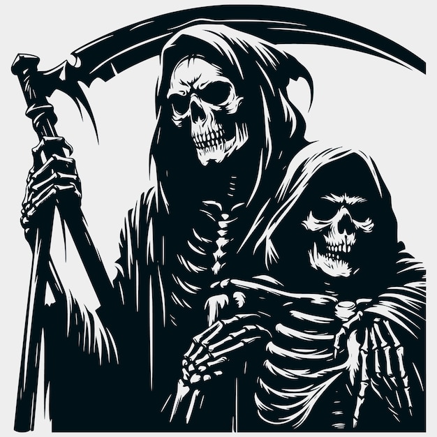 Vector grim reaper skeleton silhouette vector filesgrim reaperskeleton files