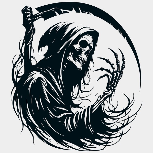 Vector grim reaper skeleton silhouette vector filesgrim reaperskeleton files