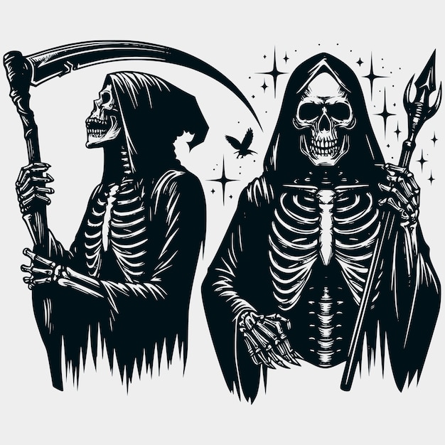 Vector grim reaper skeleton silhouette vector filesgrim reaperskeleton files