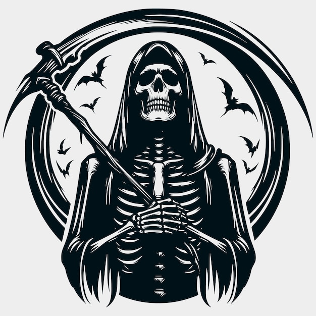 Vector grim reaper skeleton silhouette vector filesgrim reaperskeleton files