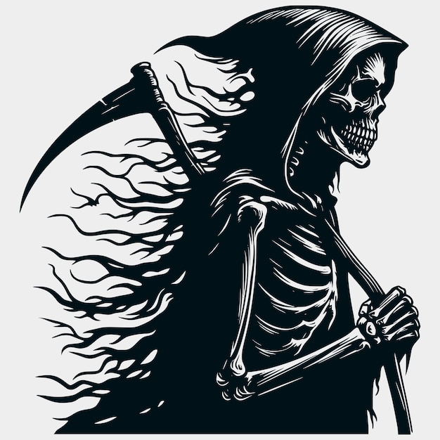 Vector grim reaper skeleton silhouette vector filesgrim reaperskeleton files