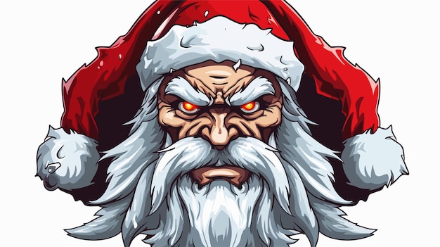 Grim Santa Face Cartoon Illustration