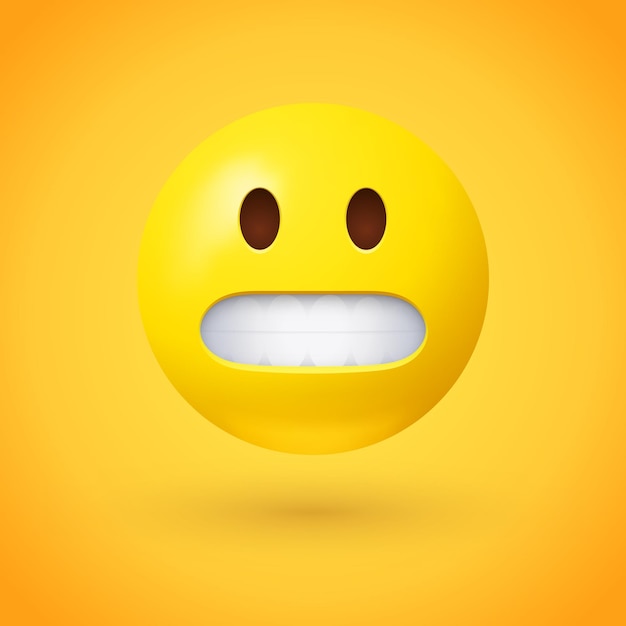 Grimacing face emoji on yellow background