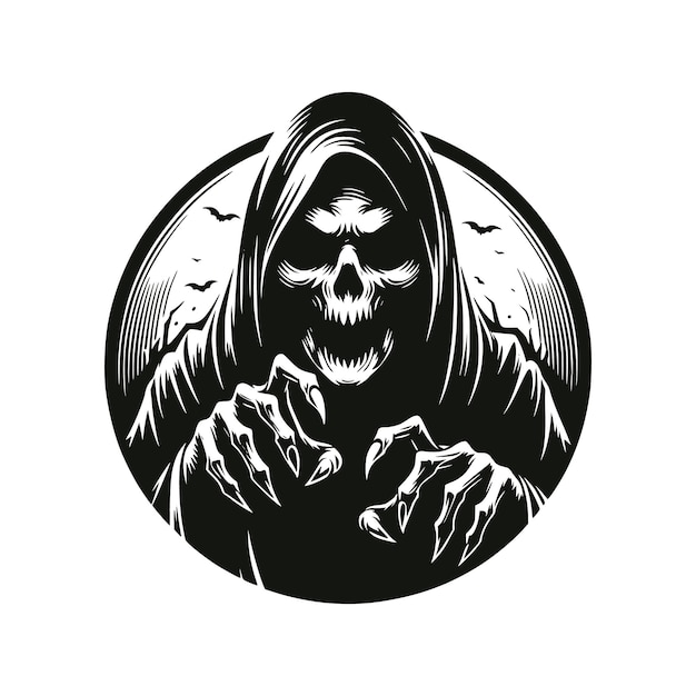 Vector grimm reaper skull screaming esports mascot gaming