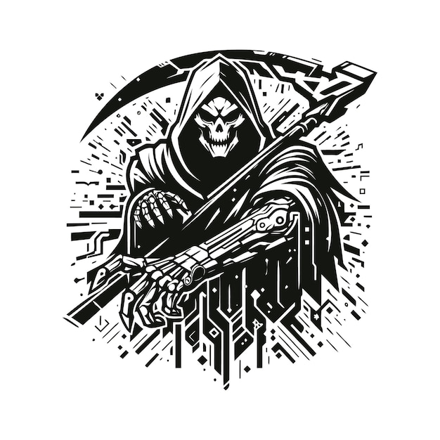 Vector grimm reaper skull screaming esports mascot gaming