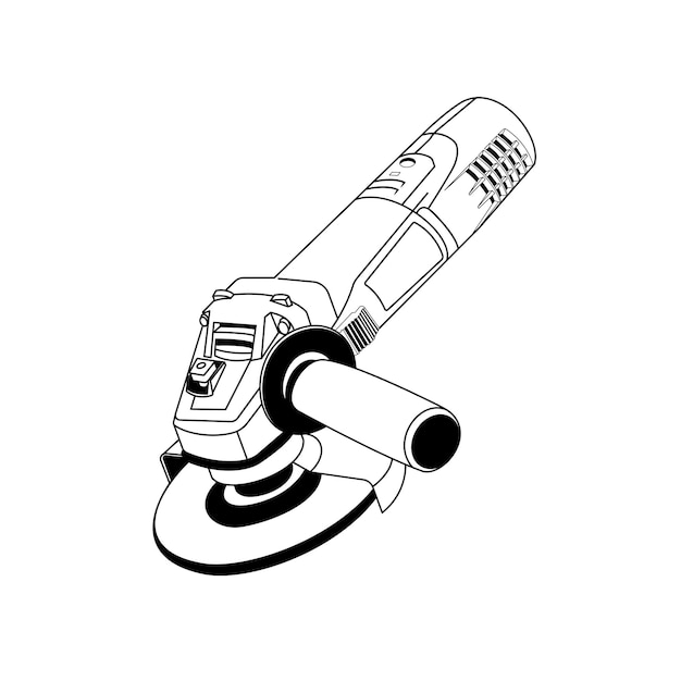 Grinding machine tool vector outline design black and white