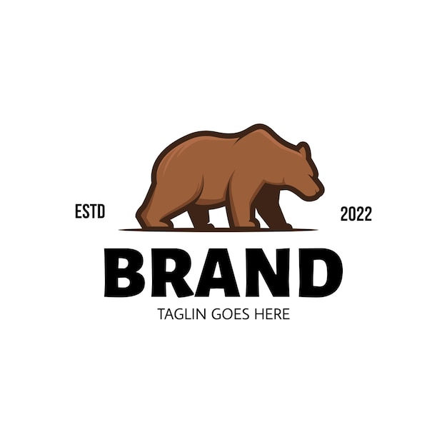 Grizzly bear design logo template