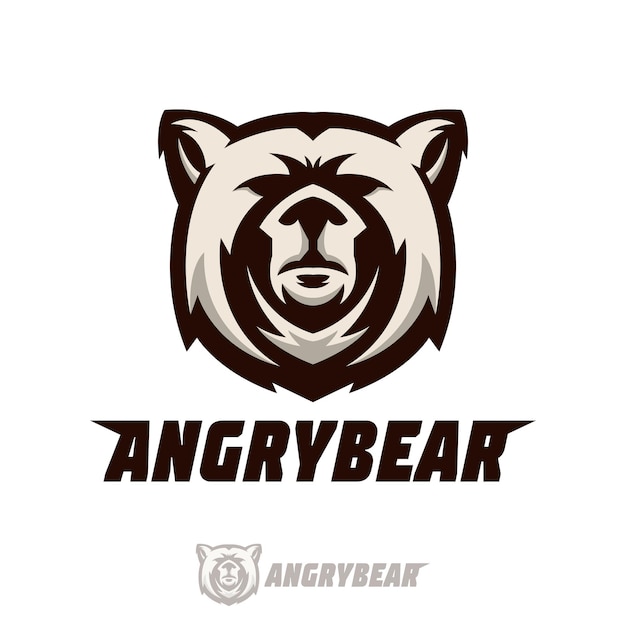 Grizzly bear or honey bear or polar bear head face silhouette logo design icon bear gamer logo