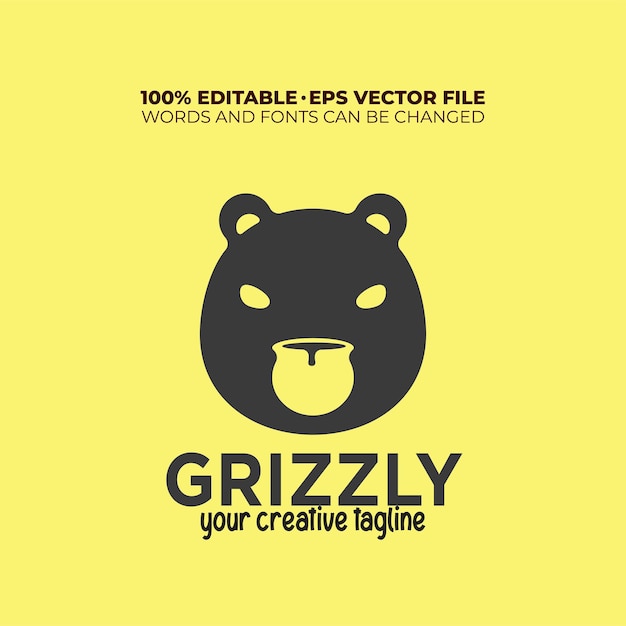 Grizzly bear logo with editable text