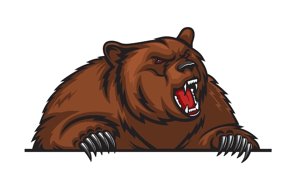 Grizzly bear mascot with claws sport team animal