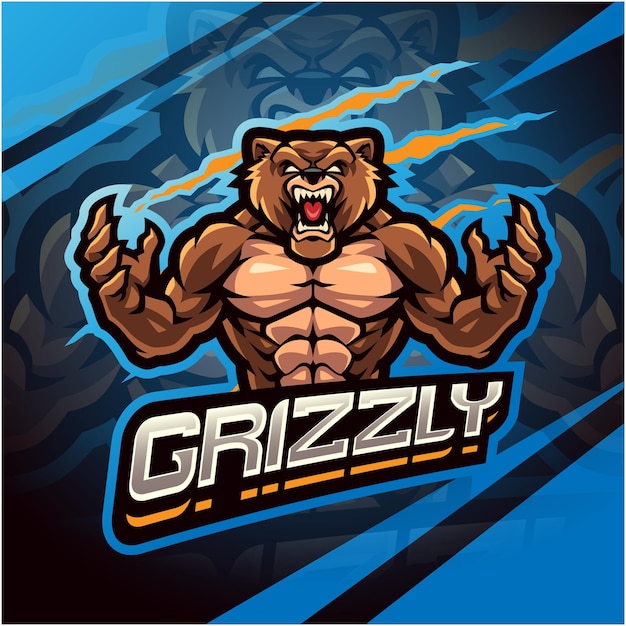 Grizzly esport mascot logo design