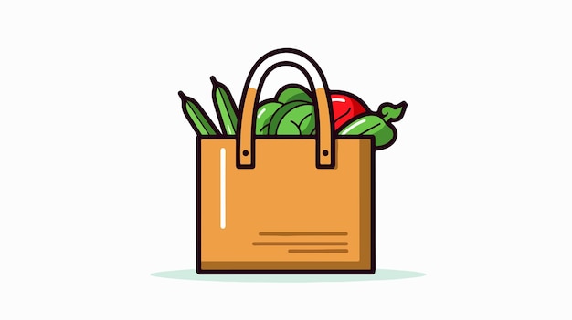 Vector grocery bag icon on white background for graphic design projects