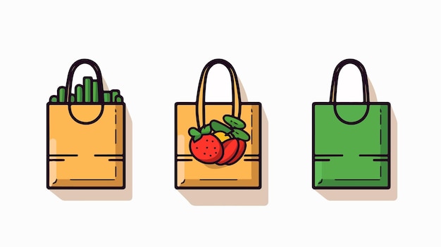 Vector grocery bag icon on white background for graphic design projects