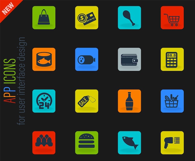 Grocery store icon set